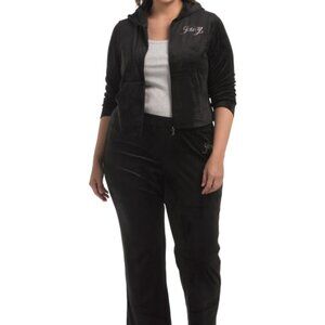 JUICY COUTURE 2pc Plus Classic Velour Tracksuit Set Plus Size Liquorice